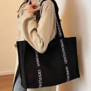 Canvas Tote Bag front view, eco-friendly reusable shopping bag
