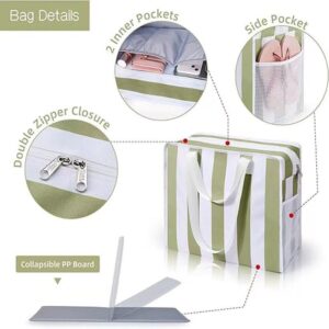 Office worker carrying handheld lunch tote