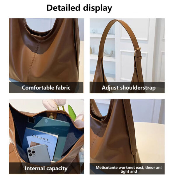 Large Vegan Leather Tote Bag for Women Waterproof Spacious Work Bag Laptop Carryall LW-302 - Image 4